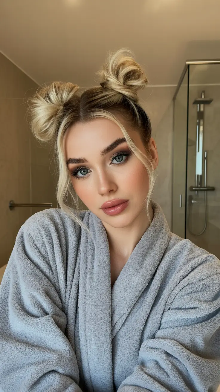 buns-hairstyle-2026-playful-double-buns-with-retro-twist