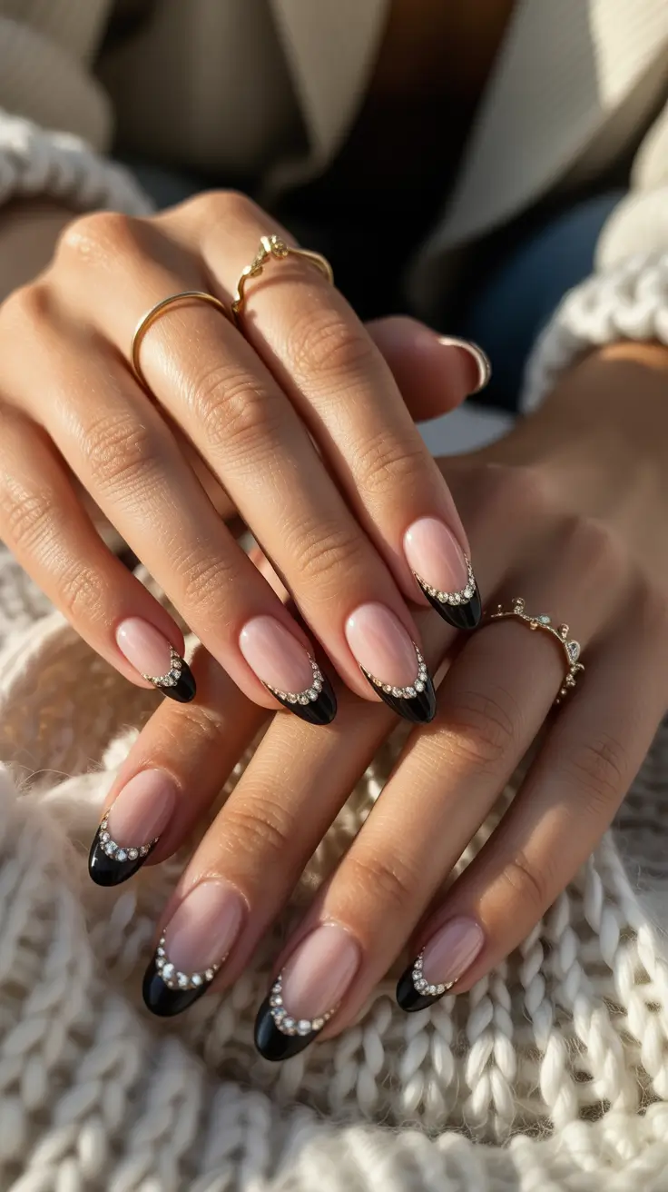 Cute Gel Nails 2026 Pink French Crystals