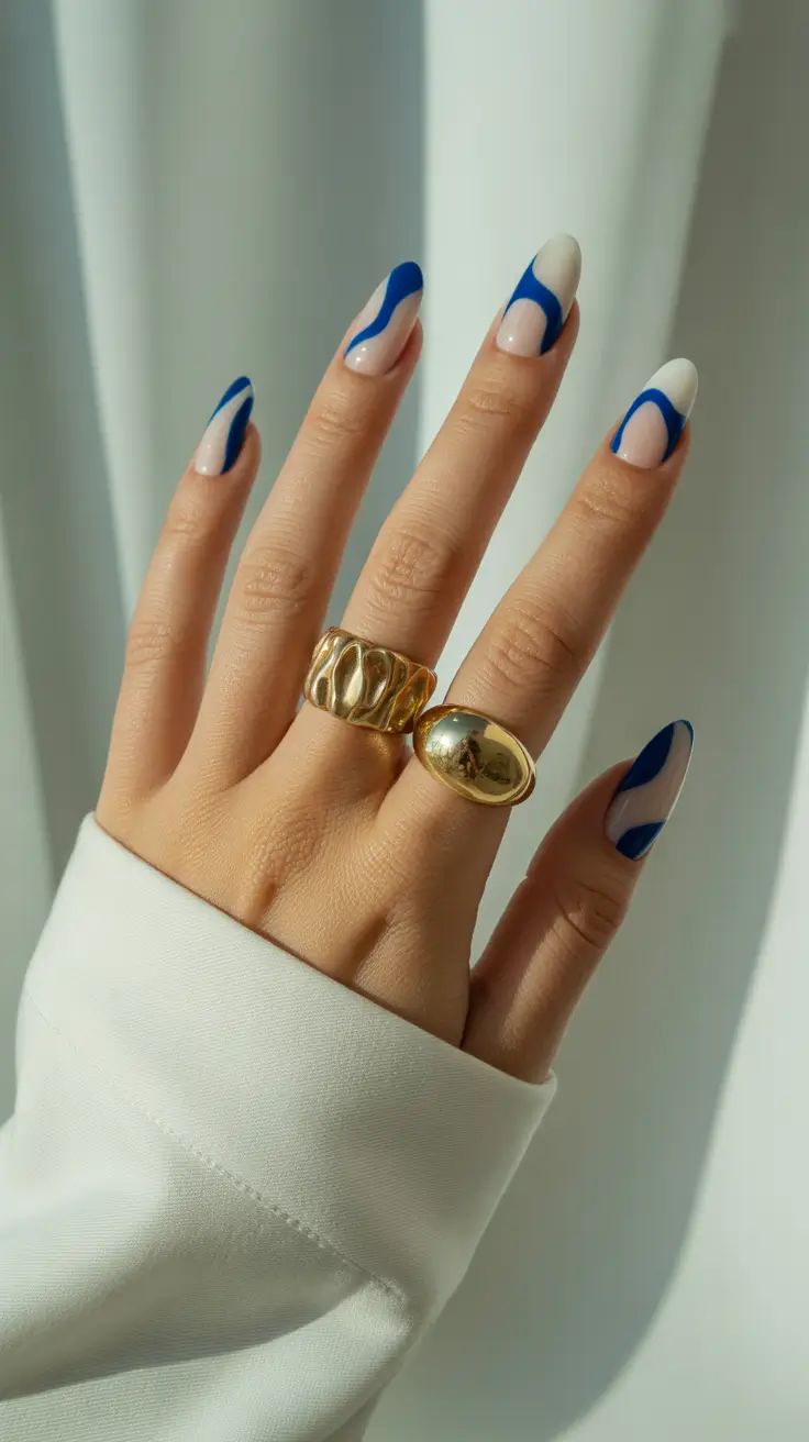 Cute Gel Nails 2026 Blue French Art