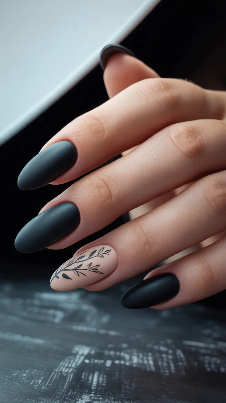 Cute Gel Nails 2026 Matte Black Minimal Art