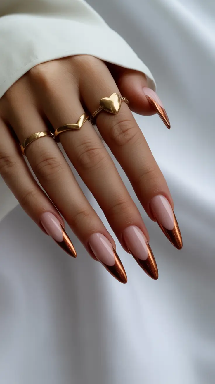 Cute Gel Nails 2026 Pink Metallic Tips