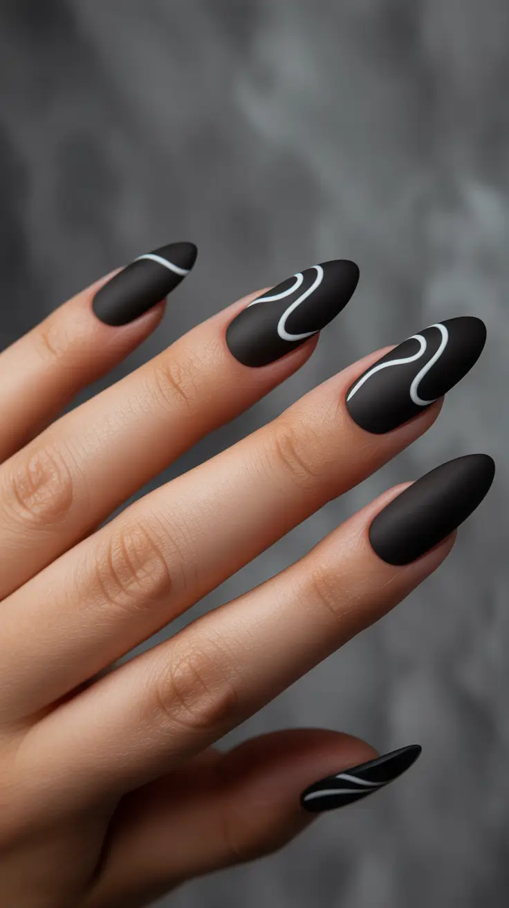 Cute Gel Nails 2026 Matte Black Art