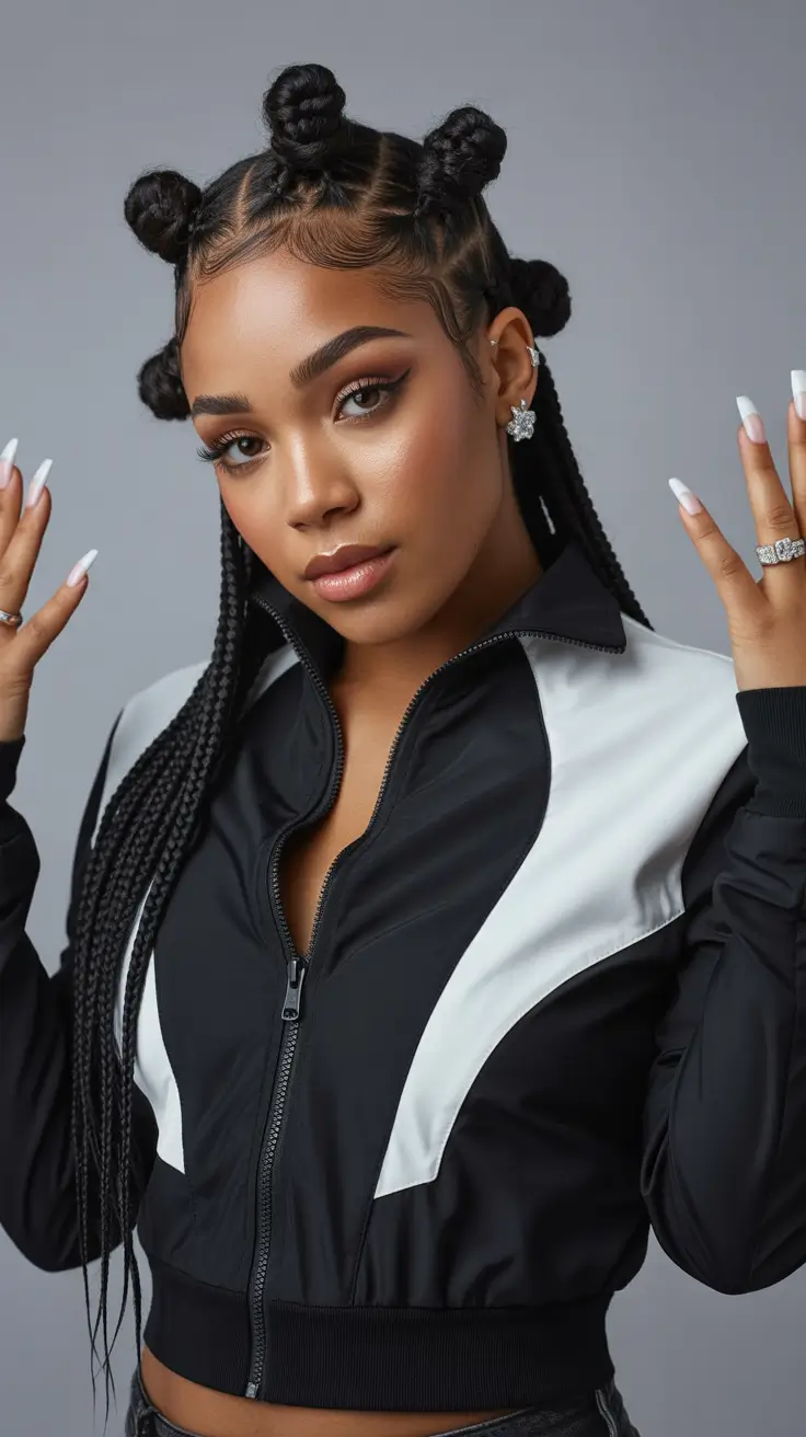 hairstyle black women 2026 Modern Bantu Knots and Braids Combo