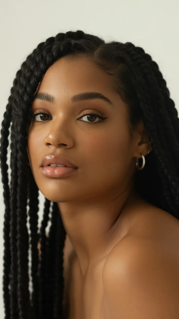 hairstyle black women 2026 Soft Jumbo Braids for a Minimalist Mood