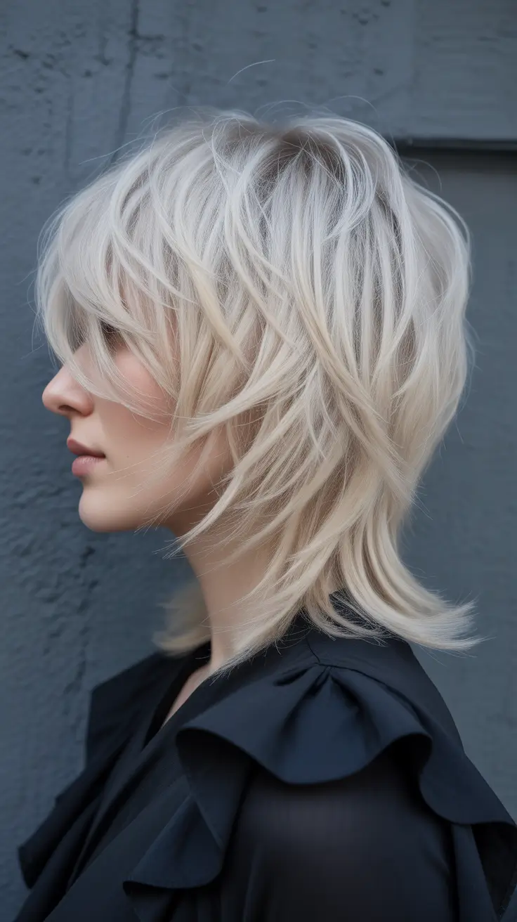 haircuts for medium hair 2026 Feathered Platinum Layers