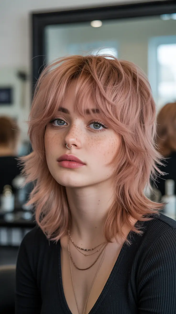 haircuts for medium hair 2026 Dusty Rose Layered Butterfly