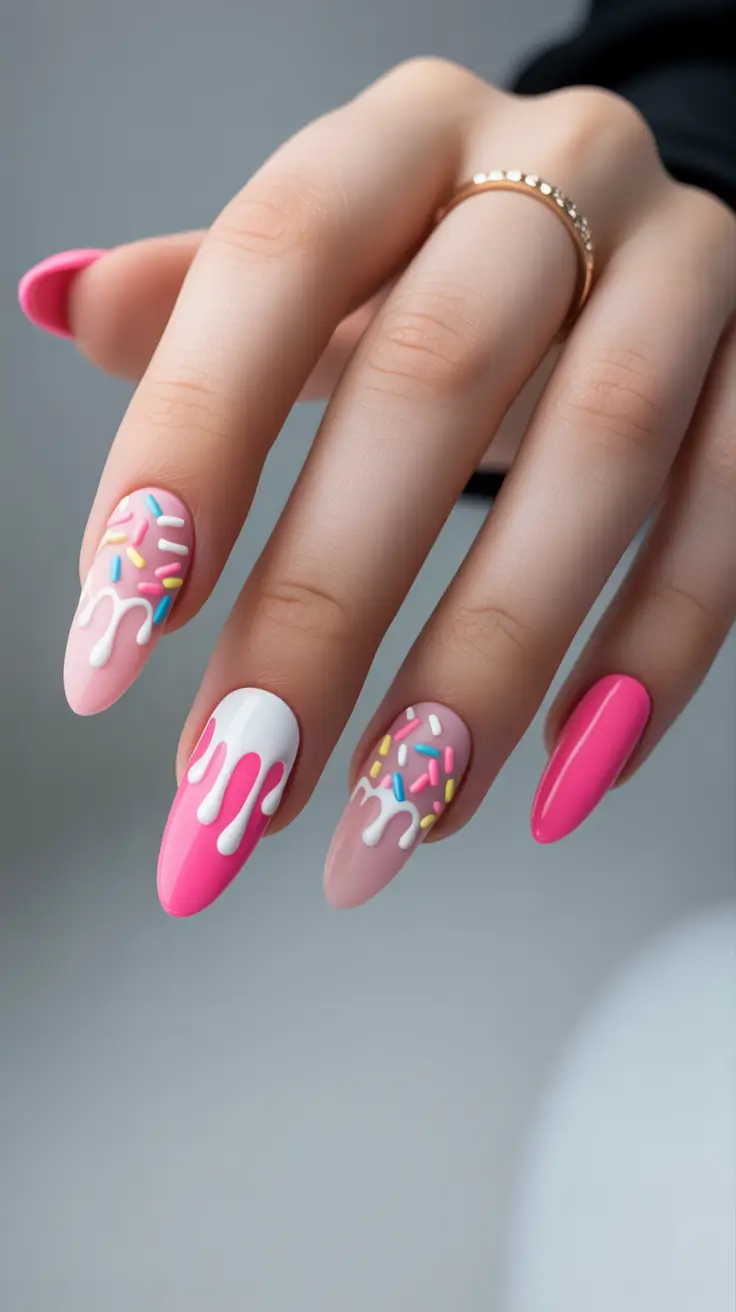 Cute Nails Ideas for 2026 Glossy Pink Drip Nails