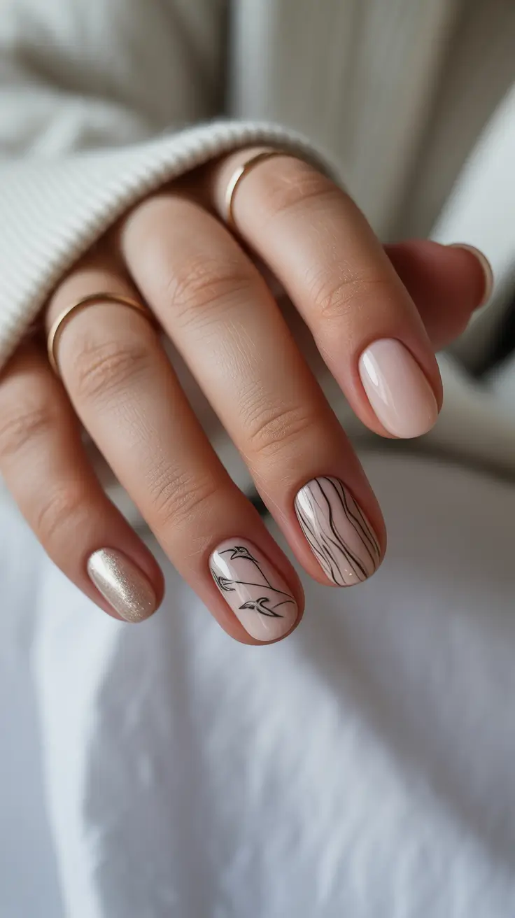 Cute Nails Inspiration 2026 Minimal Pink With Linear Art Accents
