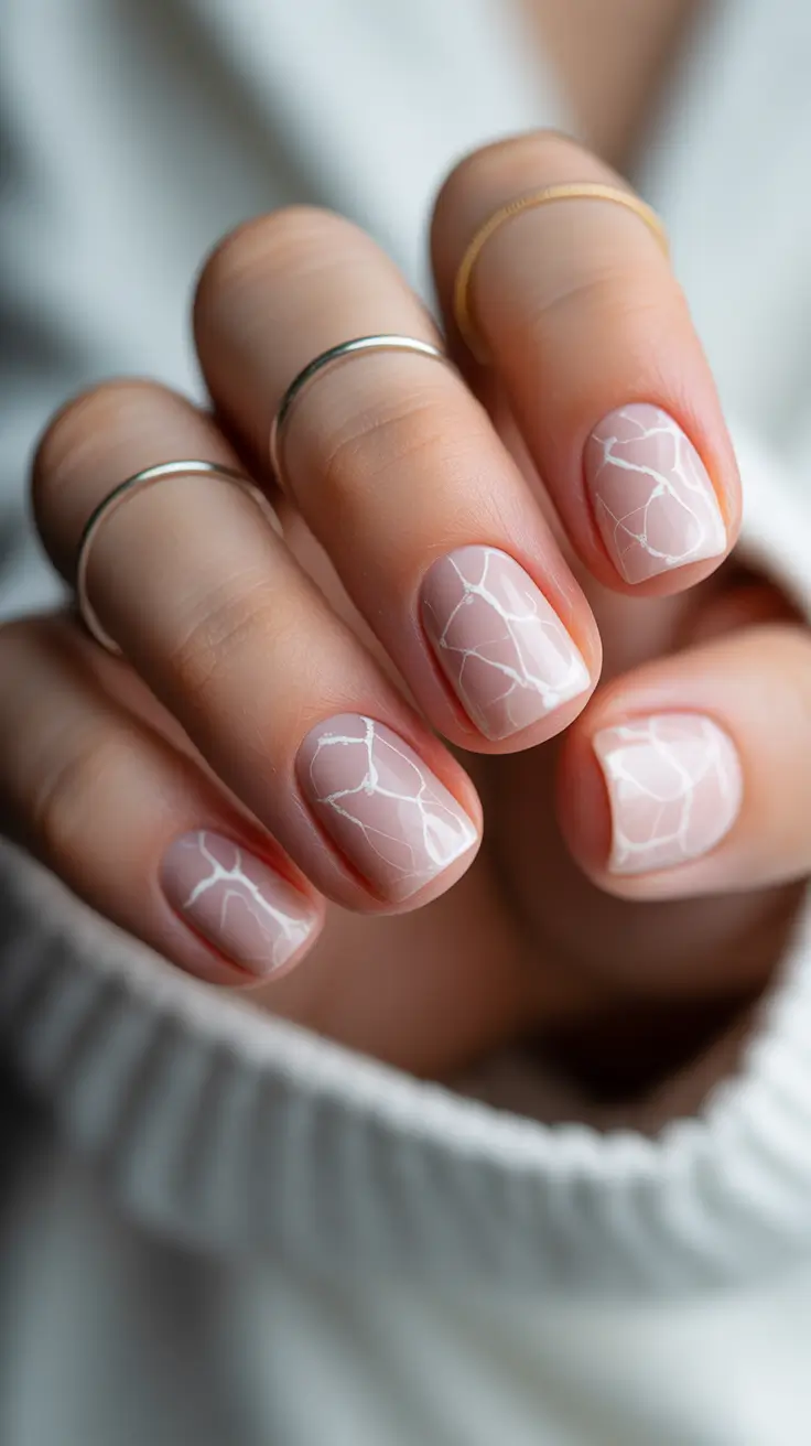 Cute Nails Inspiration 2026 Milky Pink Short Nails With Organic Line Art