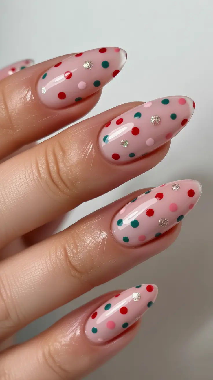 Cute Nails Inspiration 2026 Playful Pink Almond Nails With Polka Dots