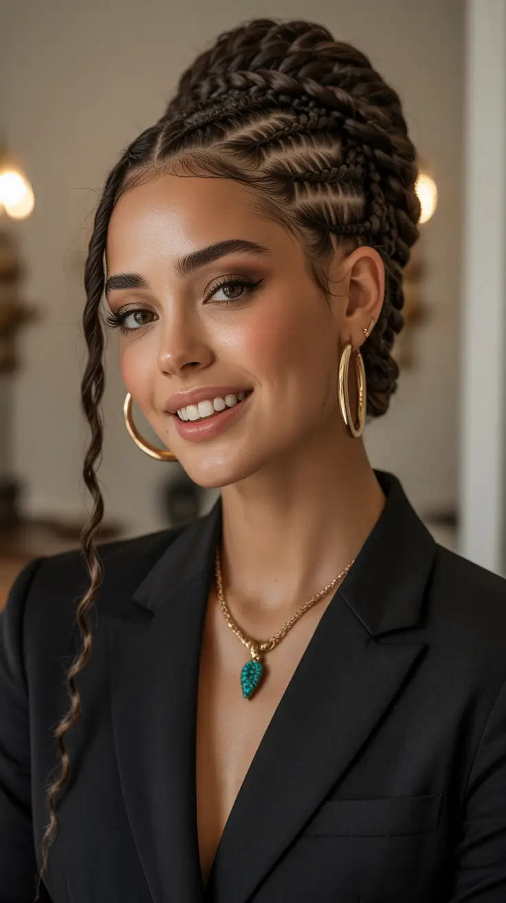 quick hairstyles 2026 Structured Braided Updo Elegance