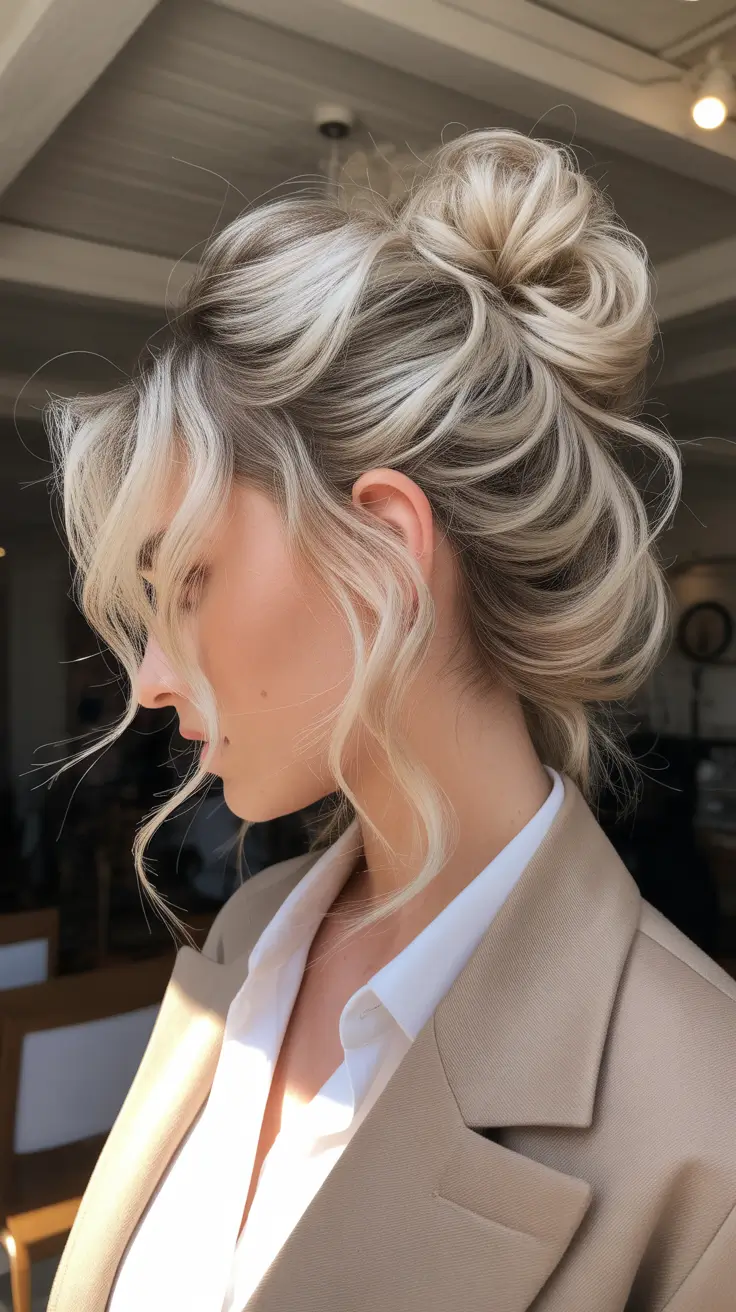 quick hairstyles 2026 Textured Blonde Twist Bun