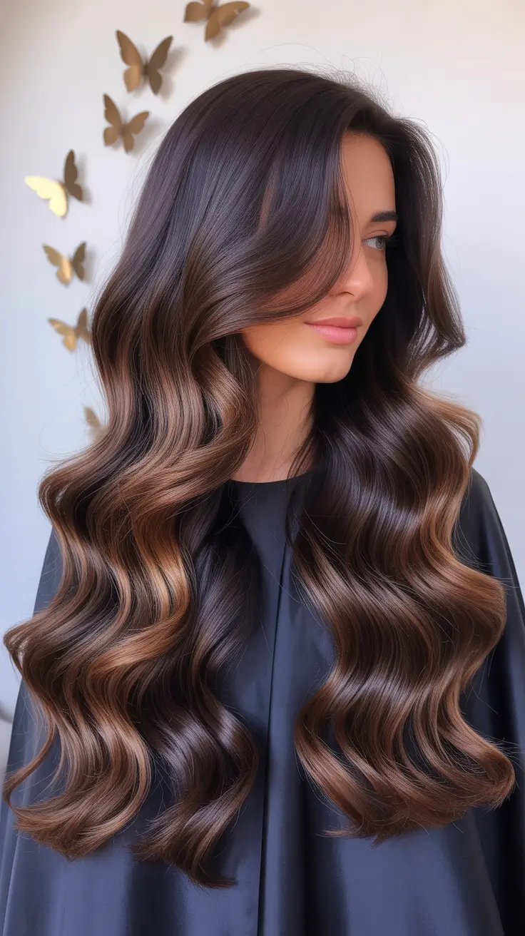 dark brown hair color 2026 Glossy Chocolate Layers