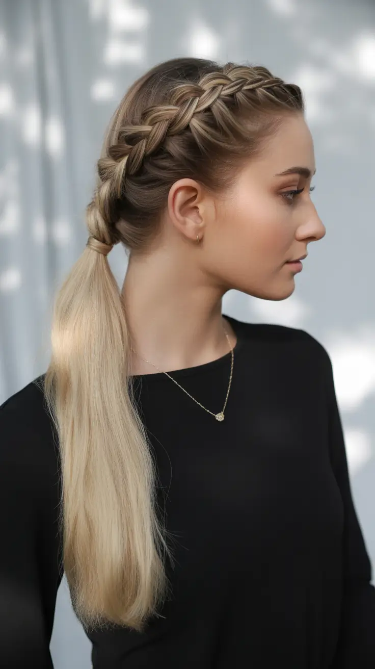 pony-tail-hairstyles-2026-side-braided-pony-with-smooth-finish