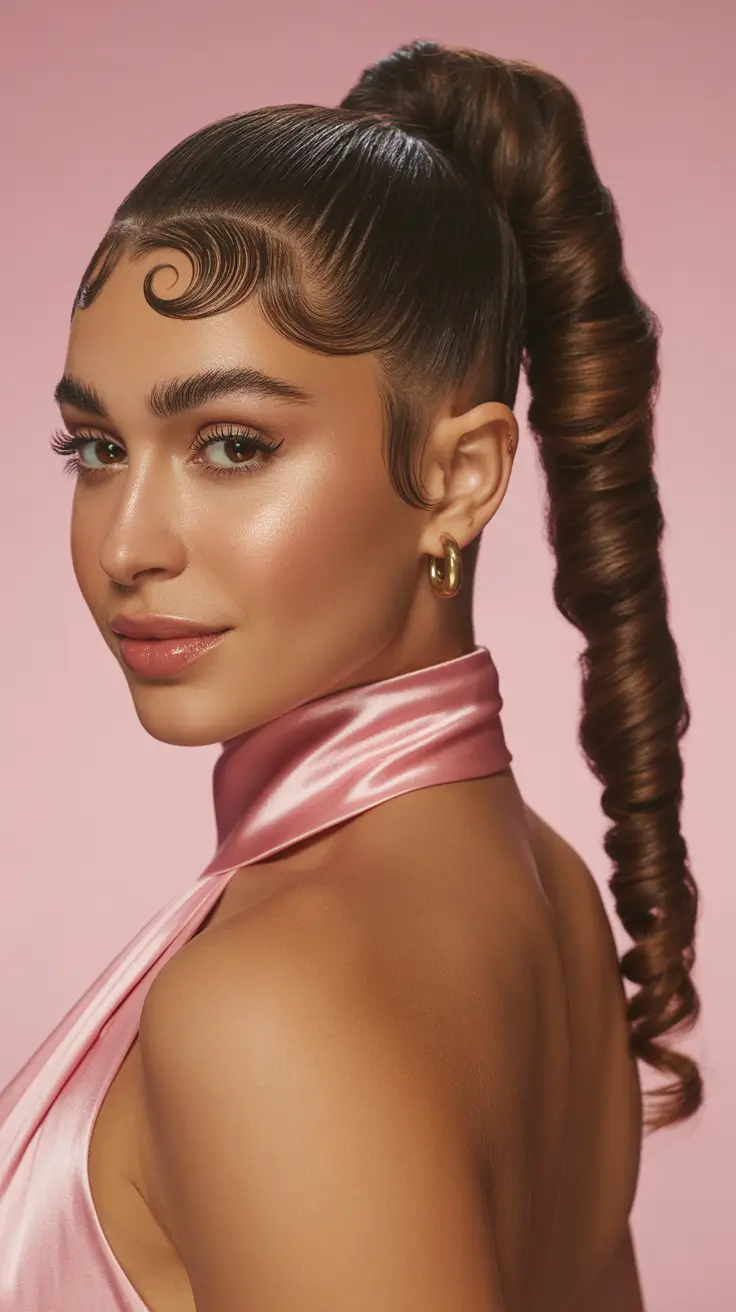 ponytail hairstyle 2026 Glossy Twisted Pony