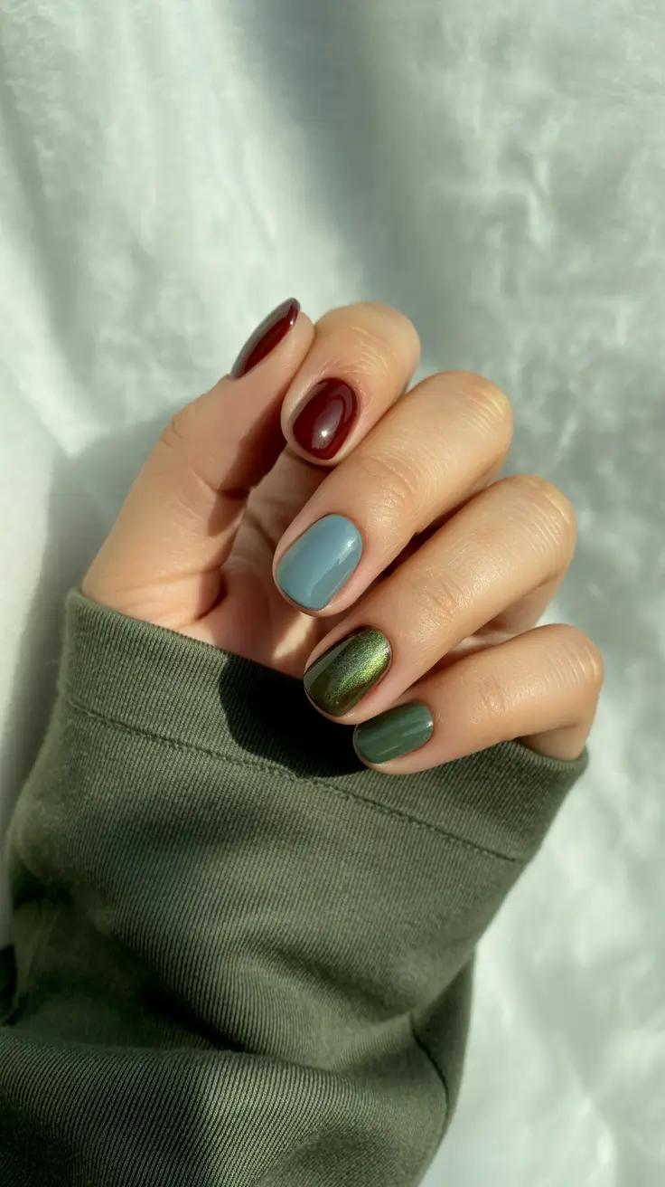 Easy Simple Nails 2026 Muted Color Blocking