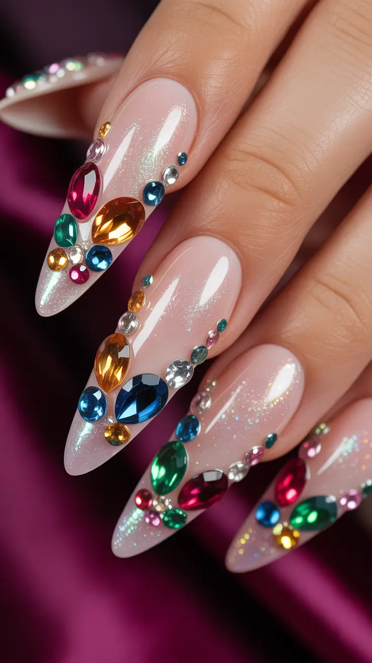 Easy Simple Nails 2026 Gem Almond Design