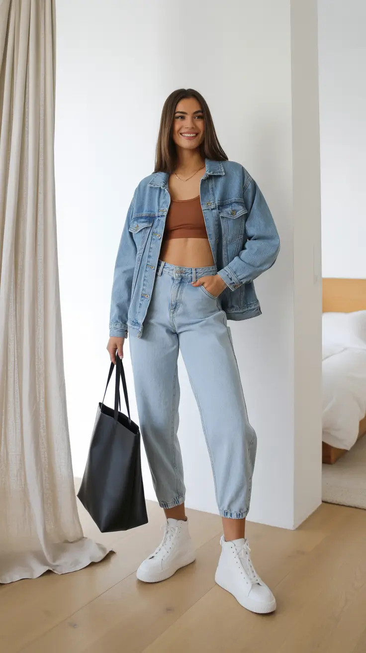 mom outfits 2026 Denim Layers Energy