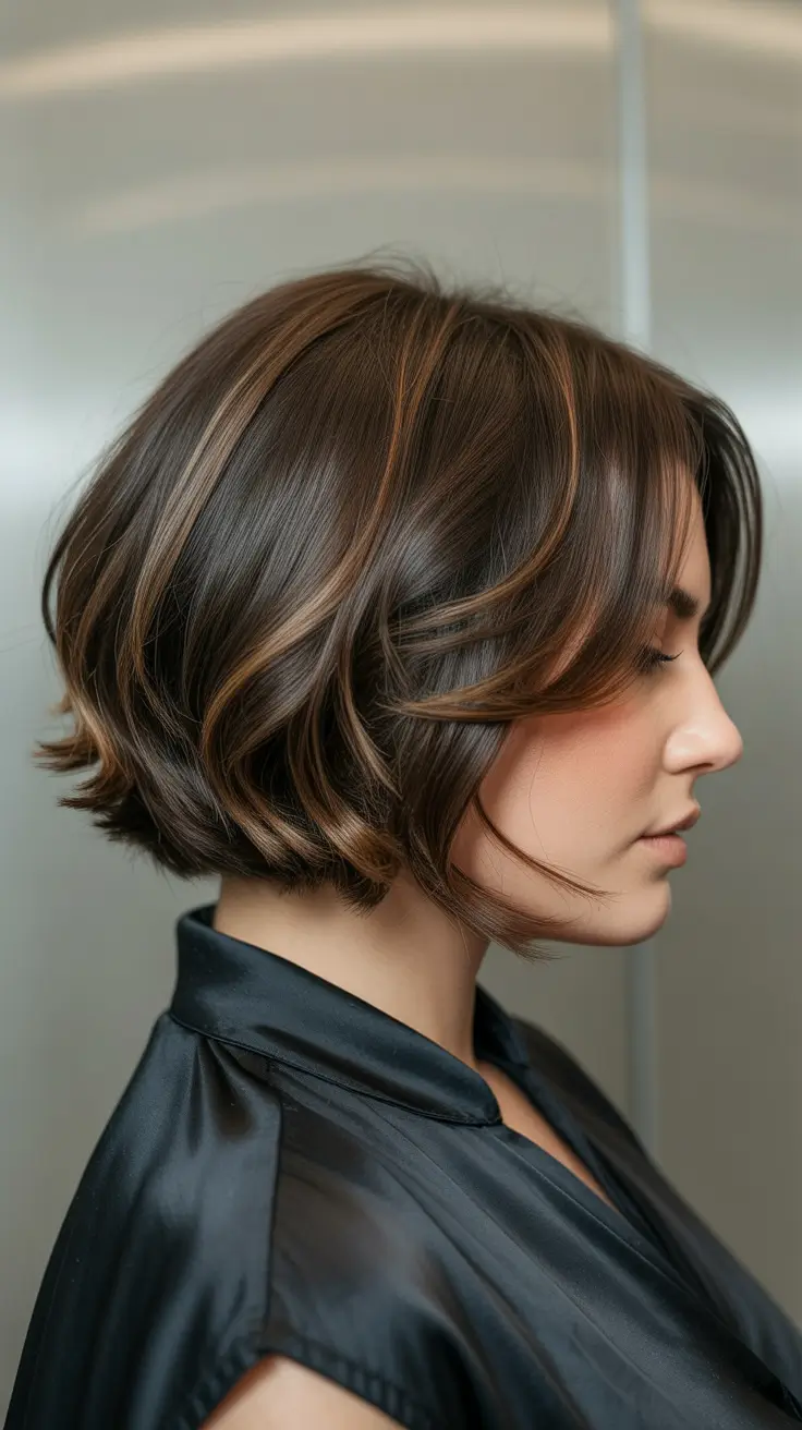 Fat Face Haircuts 2026 Glossy Brown Bob with Subtle Layers