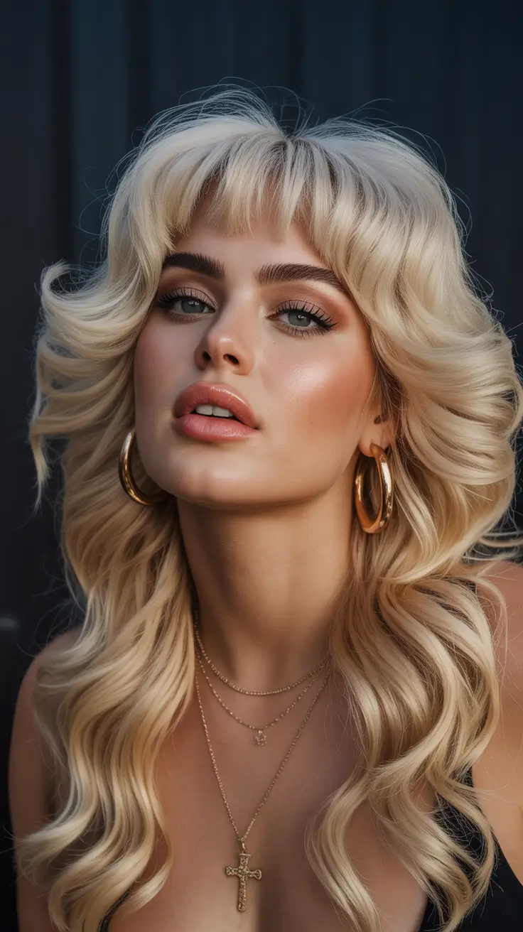 Fat Face Haircuts 2026 Voluminous Blonde Curls with Fringe