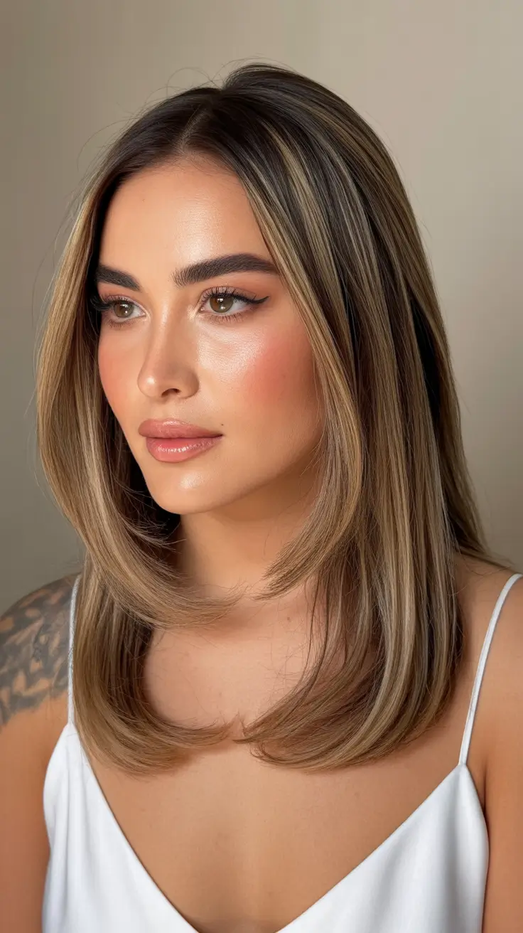 Haircut Ideas 2026 Medium Straight Cut with Caramel Dimension