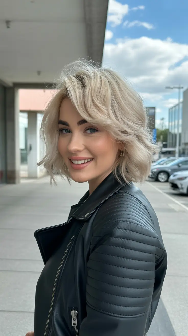 haircuts for thin fine hair 2026 Blonde Layered Bob with Side Sweep