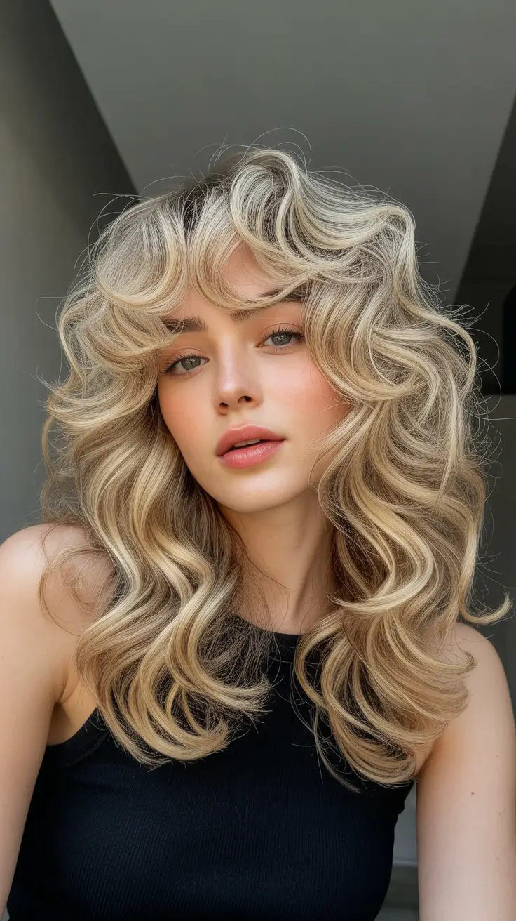 haircuts for thin fine hair 2026 Romantic Curls with Curtain Bangs
