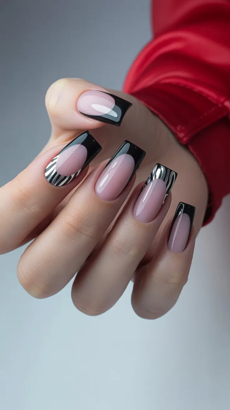French Nail Designs 2026 Graphic Black French