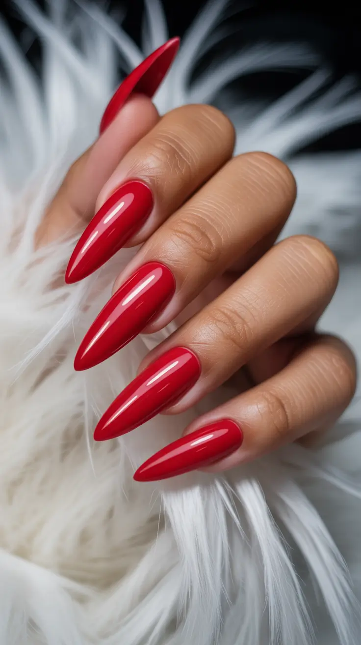 Glam Stiletto Nails 2026 Classic Glossy Red Stiletto Nails