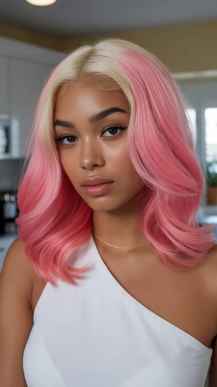 hair color ideas 2026 Blonde and Bubblegum Pink Fusion