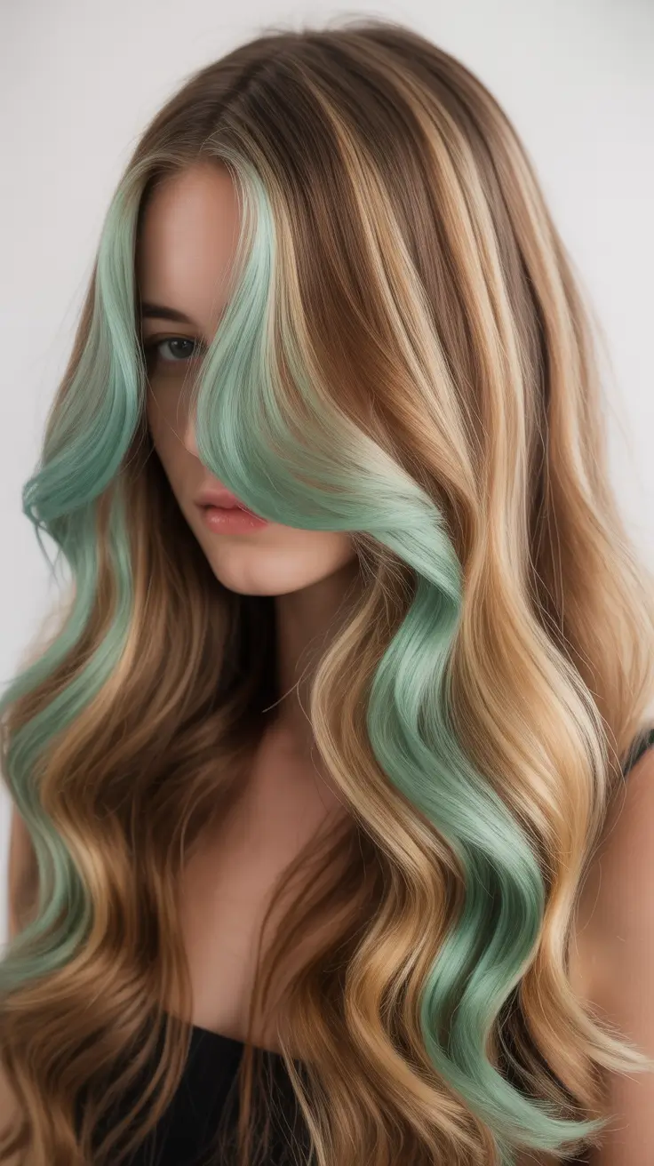 hair color ideas 2026 Mint Frame Highlights