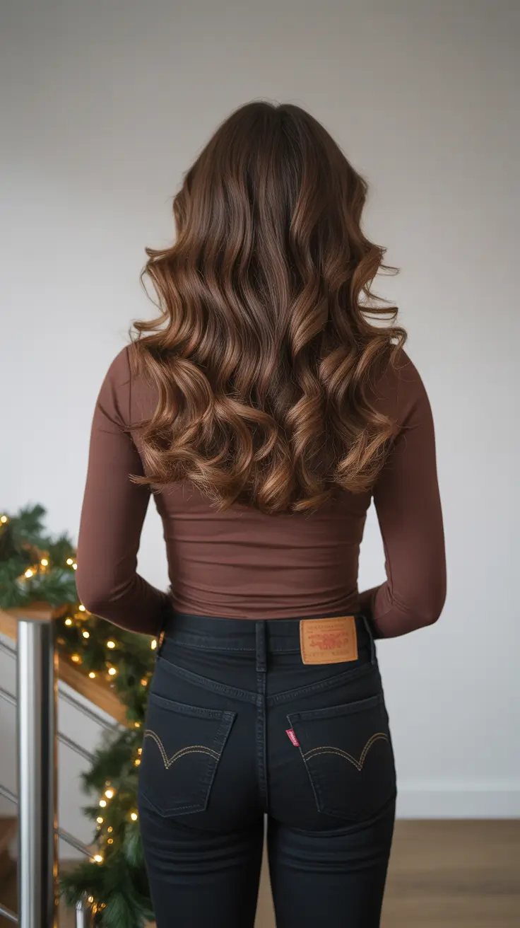 Hair Color Ideas to Look Younger 2026 Rich Brunette Waves for a Cozy Glow