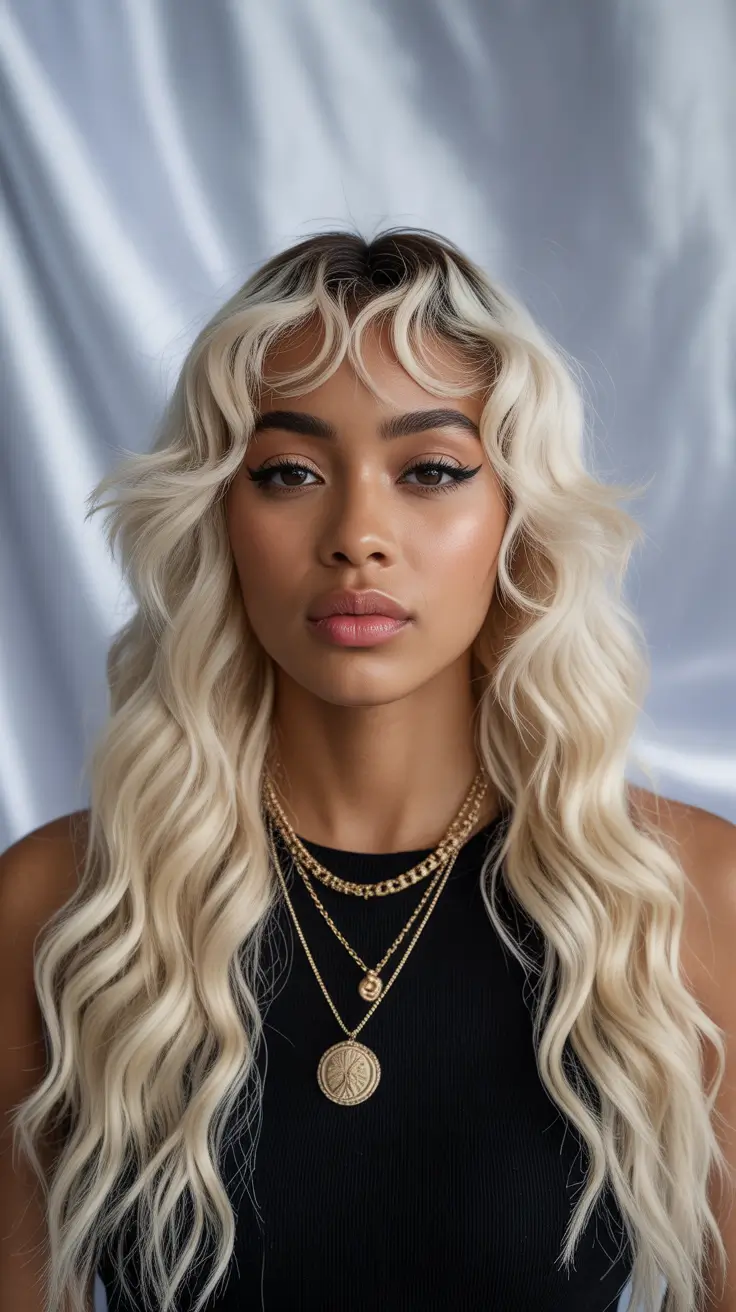 Hair Color Ideas to Look Younger 2026 Butter Blonde Waves with Modern Fringe