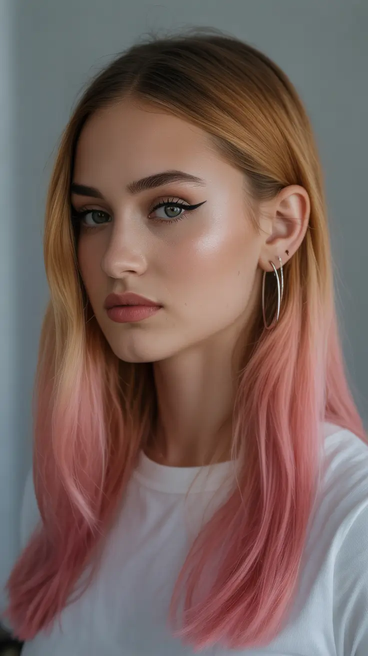 Hair Color Ideas to Look Younger 2026 Peach Dipped Ends