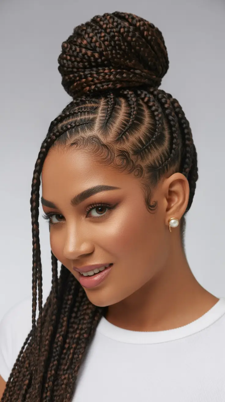 edgy braids with loose ends hairstyle black women 2026