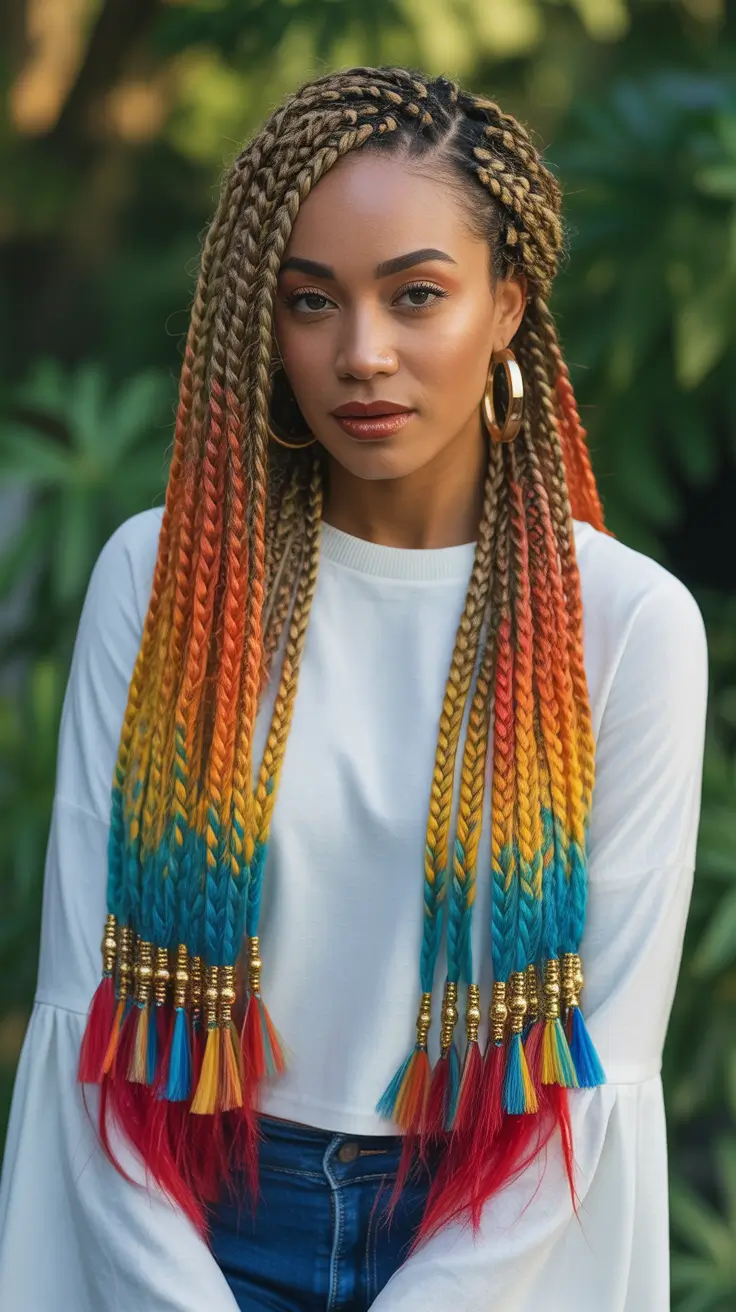 bold and colorful braids for the adventurous spirit hairstyle black women 2026