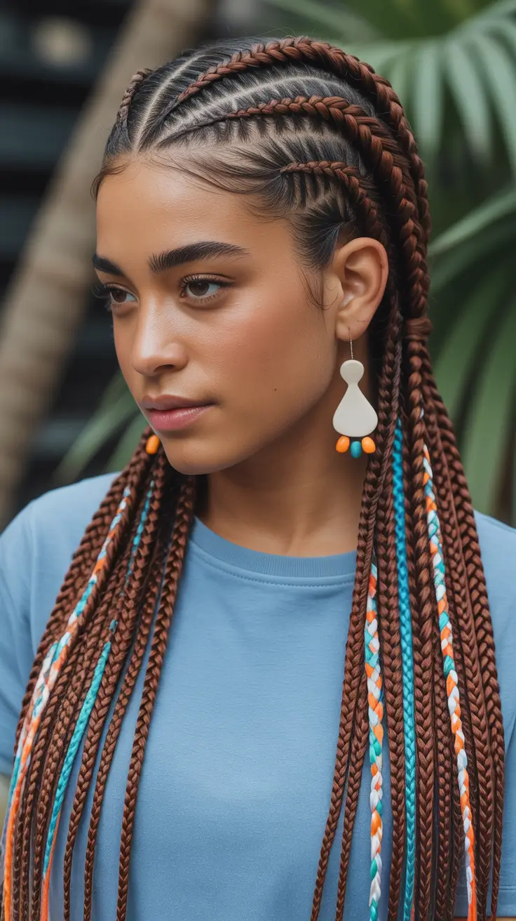 trendy braided style with vibrant accents hairstyle black women 2026