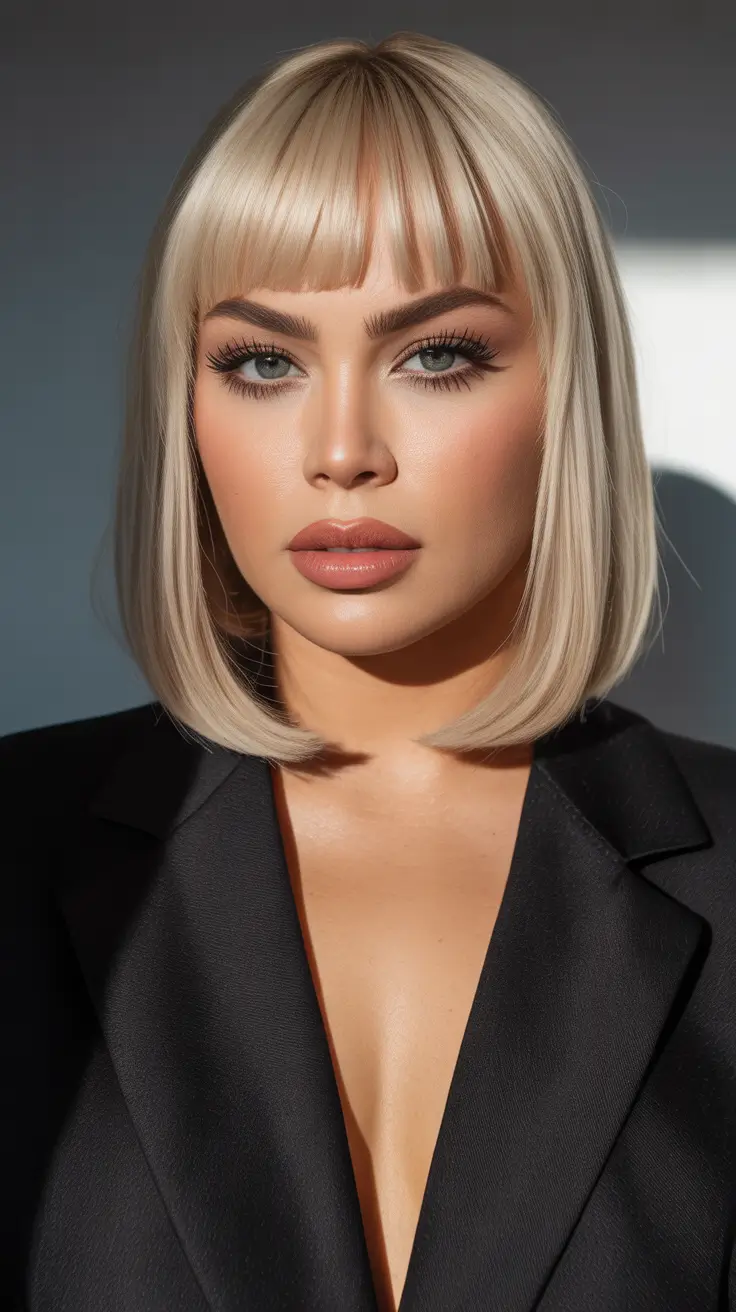 Haircuts for Chubby Faces 2026 Blonde Bob With Bangs