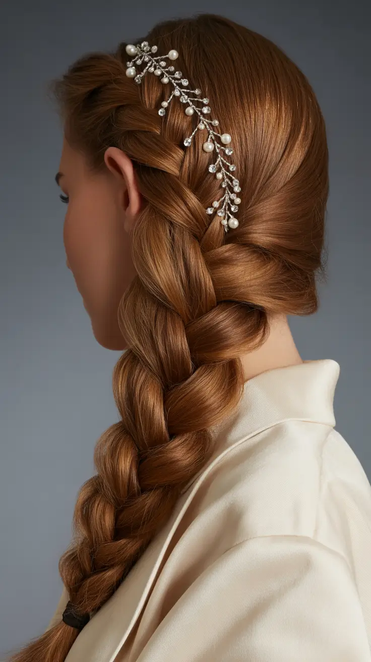 elegant braids hairstyle 2026 with pearls