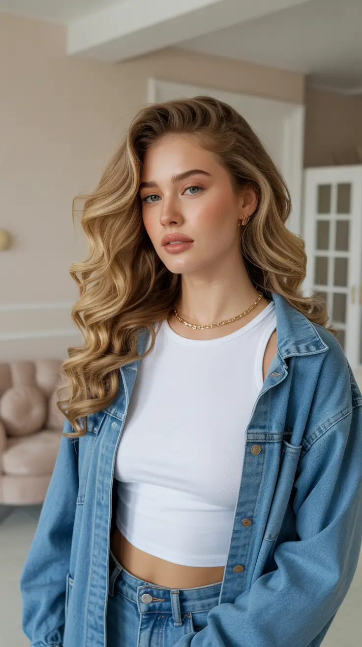 haircuts for long hair 2026 Soft Luxe Waves with Face Framing Layers