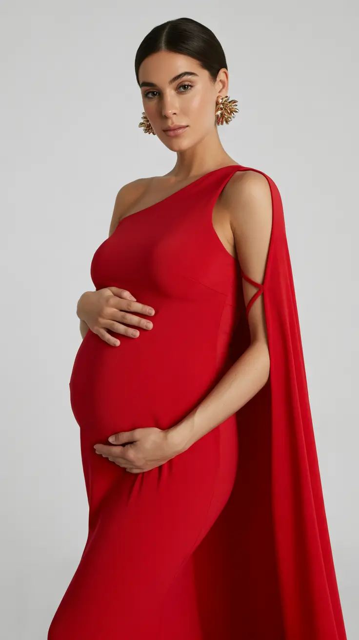pregnancy outfits 2026 Scarlet Muse: Modern Glam for Winter Photoshoots