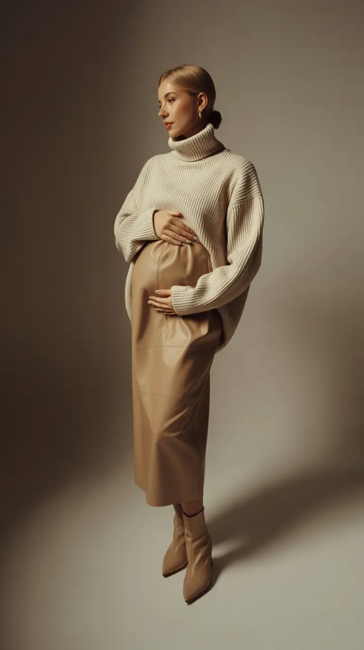 pregnancy outfits 2026 Urban Warmth in Neutrals
