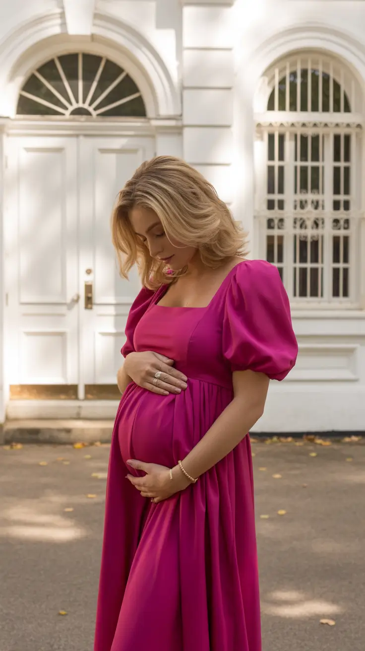 pregnancy outfits 2026 Bold Romance in Fuchsia