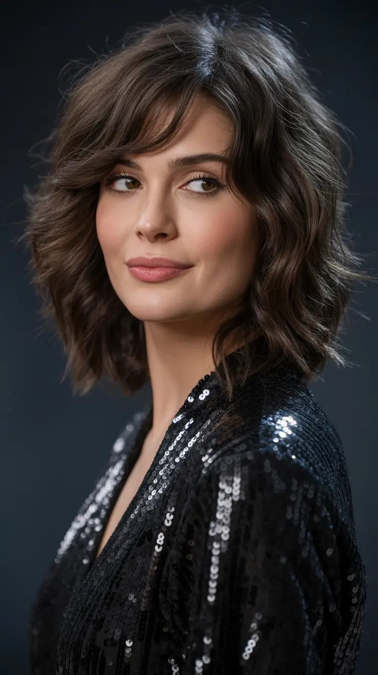 haircuts for medium hair 2026 Textured Brunette Wave