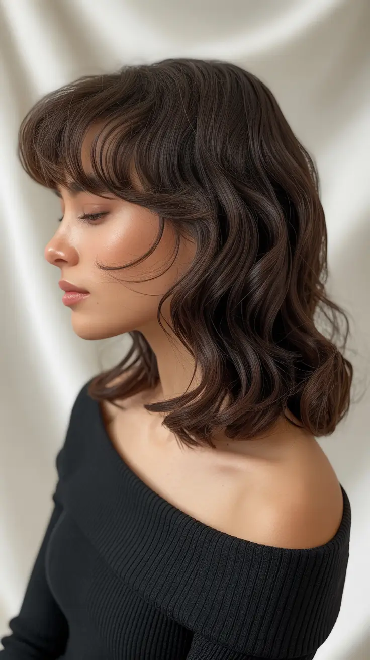 haircuts for medium hair 2026 Soft Layers with Wispy Bangs
