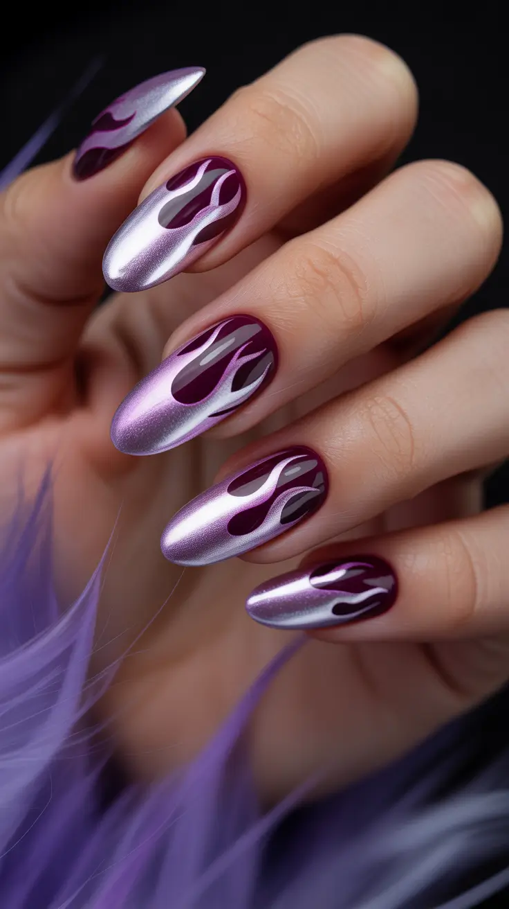 Metallic Chrome Nails 2026 Purple Chrome Art