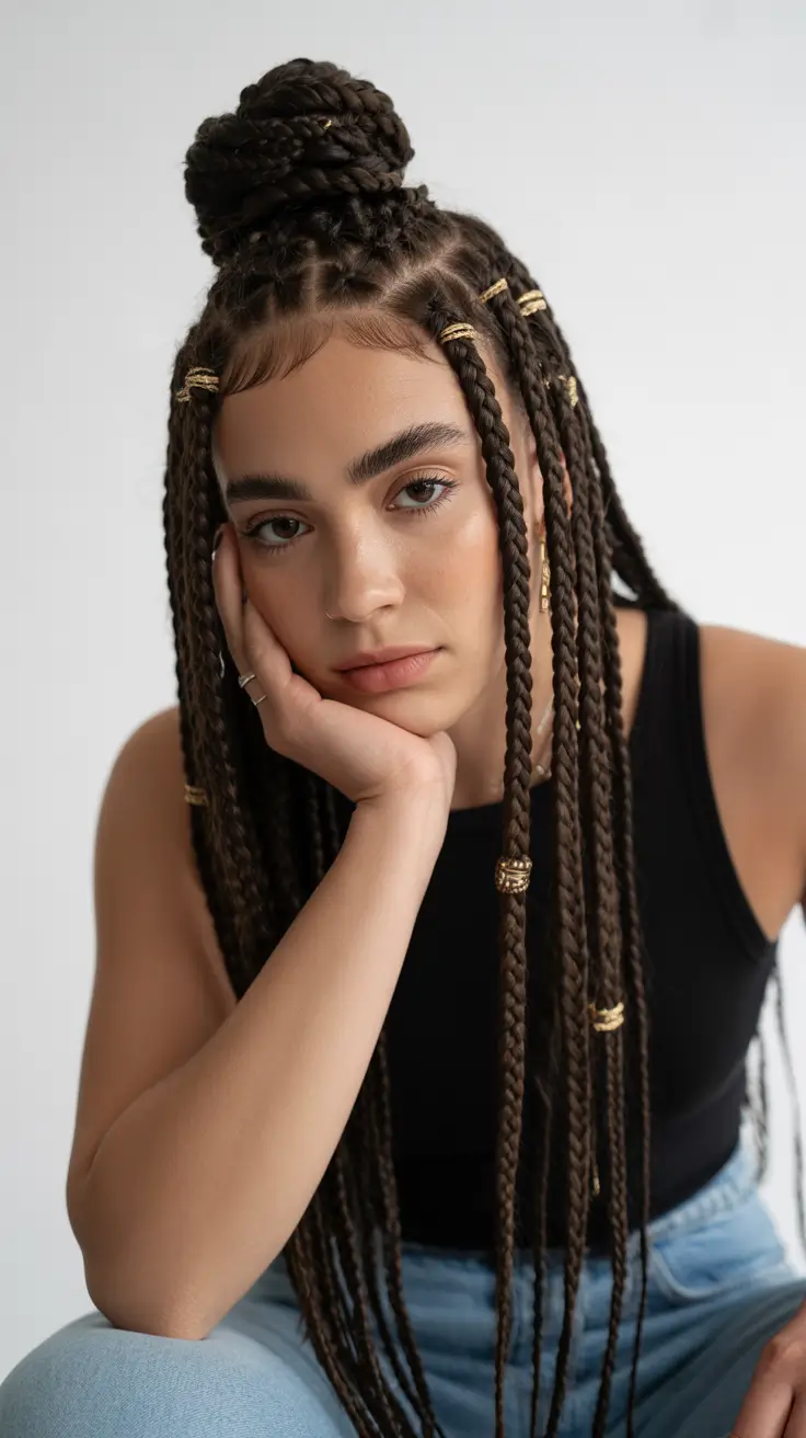 braids hairstyle 2026 half up box