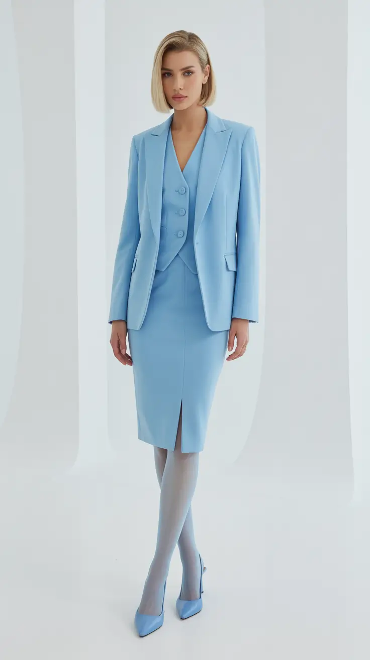 classy outfits 2026 sky blue chic elegant women