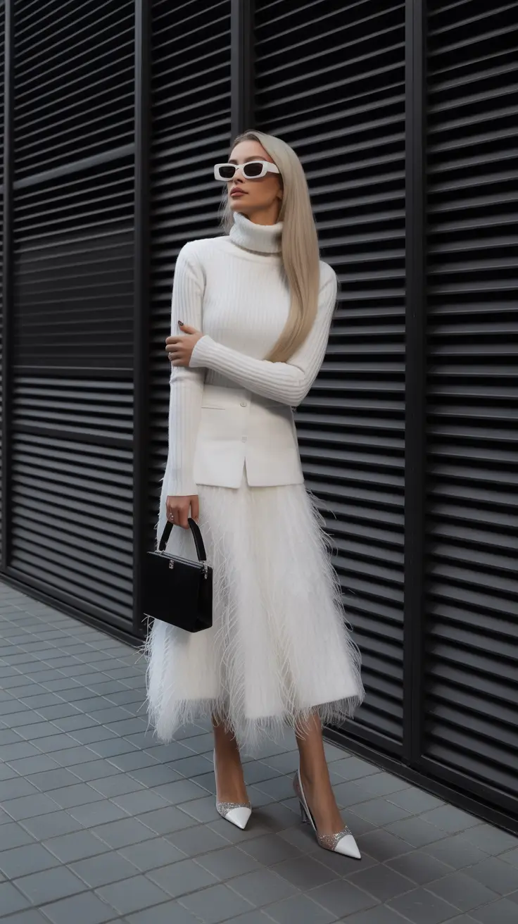 classy outfits 2026 white chic feather women