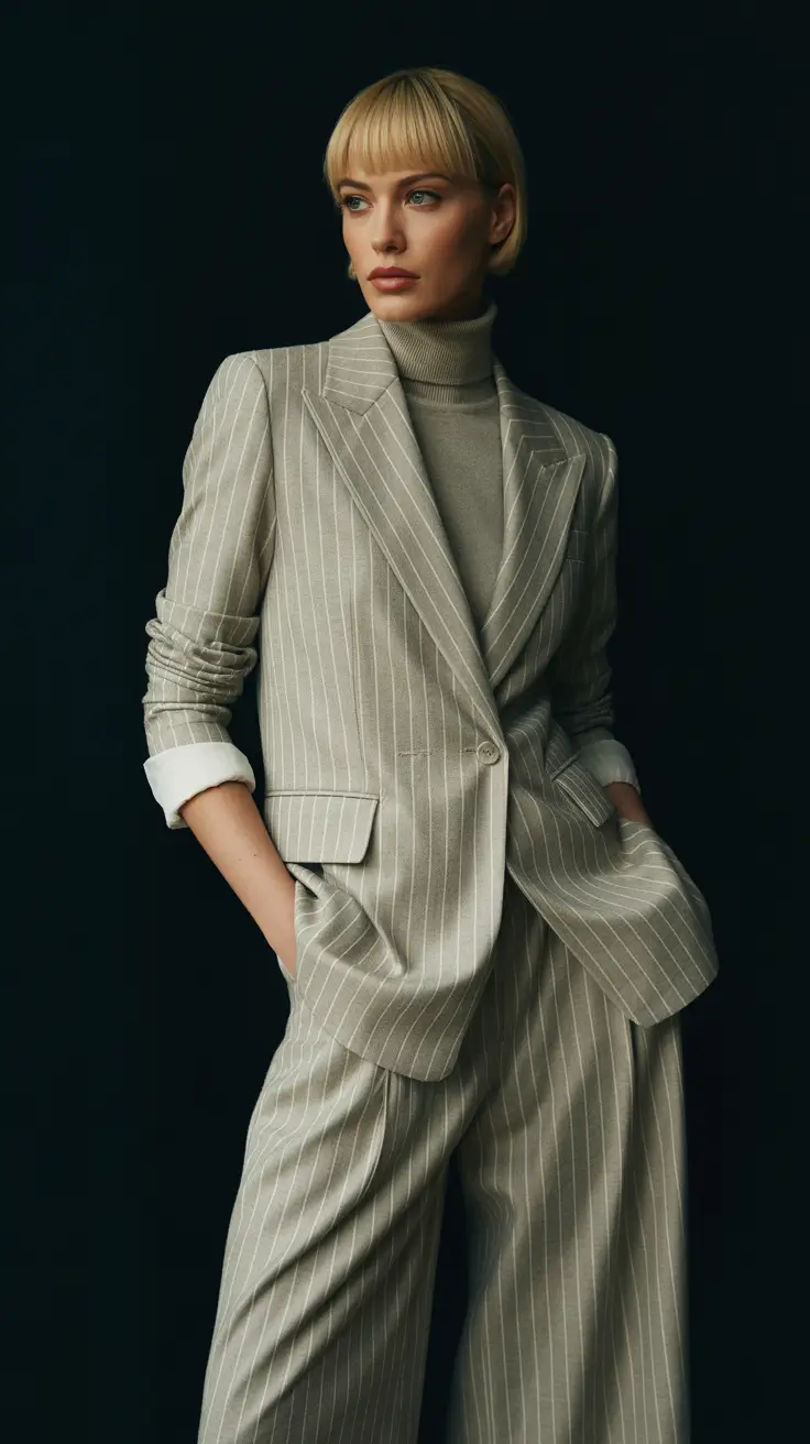 classy outfits 2026 pinstripe chic elegant women